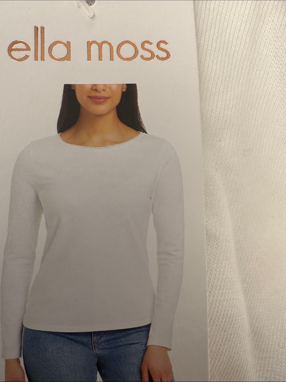 Ella Moss White Long-Sleeve Crewneck Tee